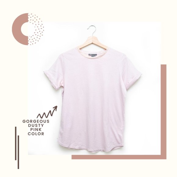 Vince Dusty Pink Folded Sleeves Tee - Picture 1 of 6